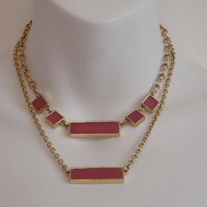 Anthropologie Magenta Tile Stone Two Piece Necklace NWOT 89